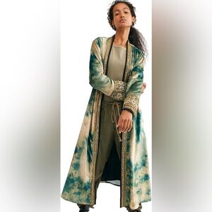 Free People, Age of Aquaria Duster, Misty Emerald Combo, Size M